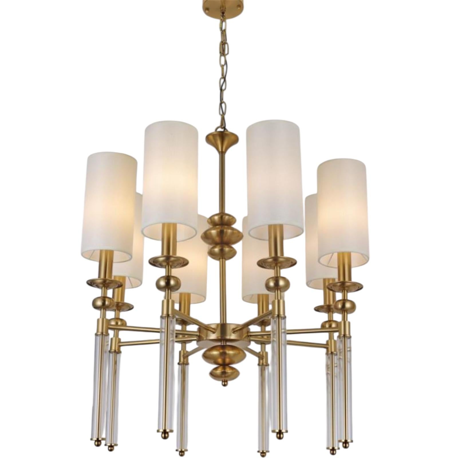 8-light Chandelier Crafted In A Sleek Gold Finish